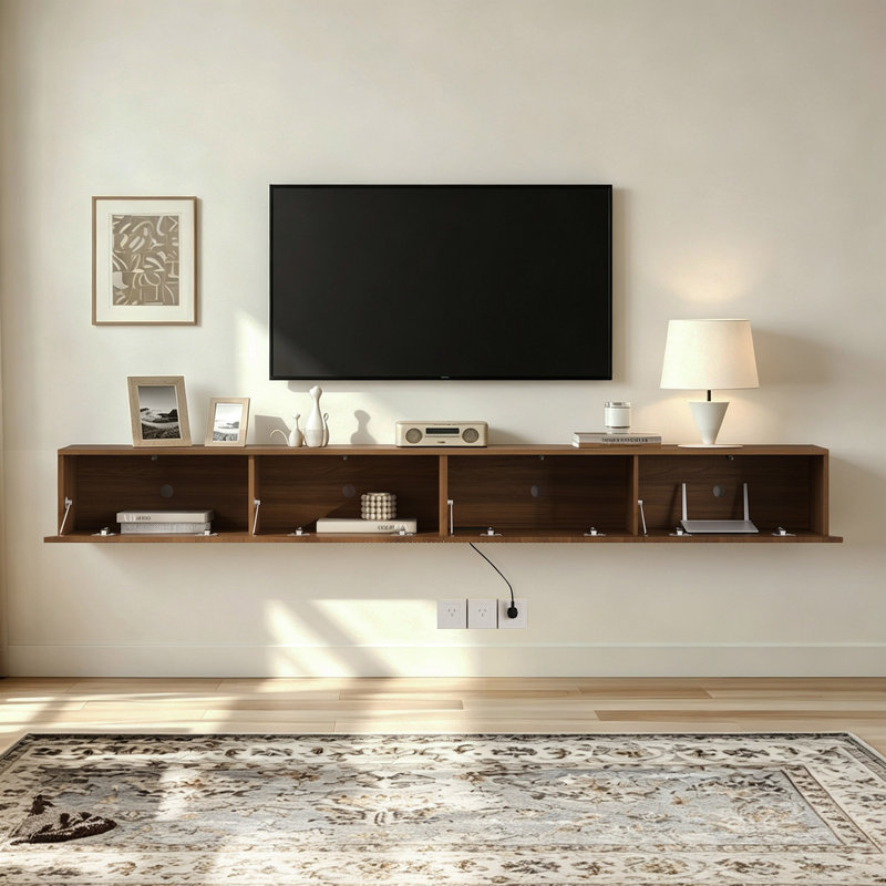 Meuble télé flottant 86,6 po Modern, Brun