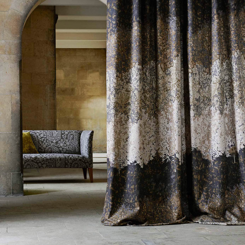Belvoir Fabric, Blue/Amber