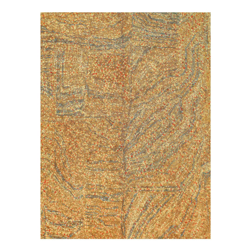 Canvello Antique American Yellow Hook Rug - 6'7'' X 8'9''