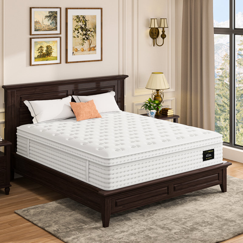 Matelas pour très grand lit de 12 po, mousse à mémoire de forme et ressorts ensachés pour un confort équilibré, blanc, solution pour chambre à coucher moderne, emballage indispensable indispensable, emballage