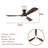 52 Inch Modern Black Ceiling Fans With Lights, 3 Color Dimmable LED, 3 Solide Wood Blades Ceiling Fan With Remote Control Reversible DC Motor