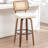 Cane Back Swivel Bar Stools with Faux Leather Seat-113262406-113262407