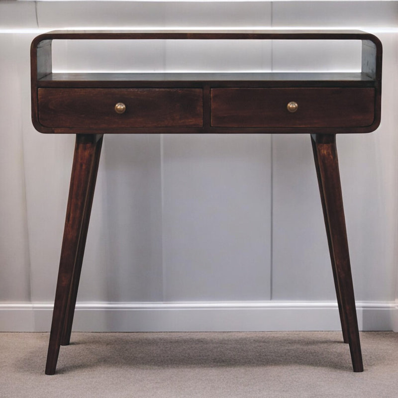 Console en bois massif 35,43 po Desolina, Noyer