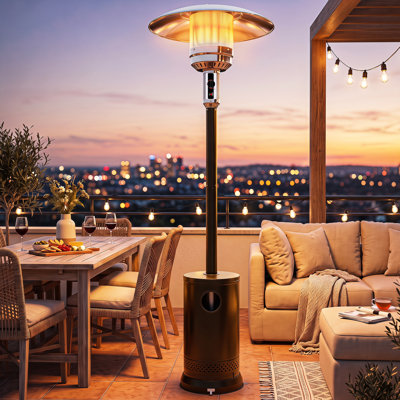 50000 BTU Propane Gas Patio Heater, 81" Tall Outdoor Heater with Wheels & Round Table