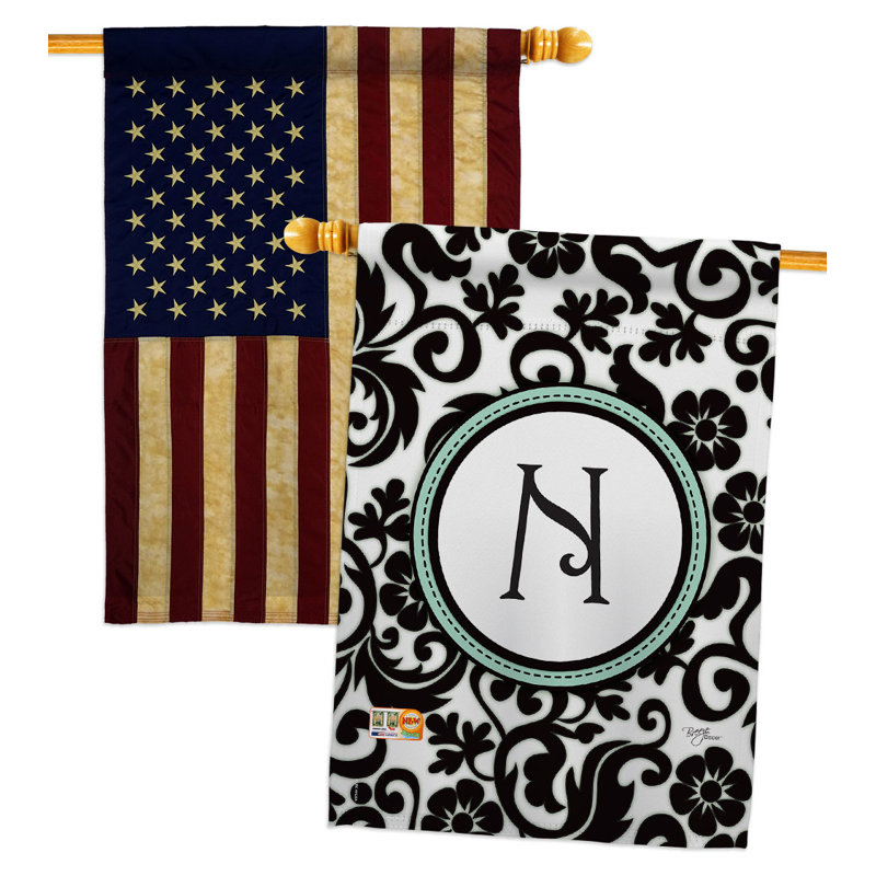 Damask Y Initiale drapeaux de maison Pack Simply Beauty Country Living Bannière de jardin 28 X 40 pouces à double face décorative