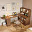Walnut L-Shaped Solid Wood Executive desk with drawers desk-139609124-139609127