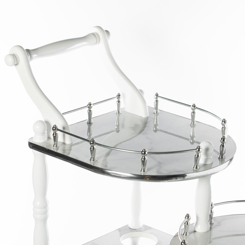 Chariot-bar Grasso, Blanc/argenté, gris