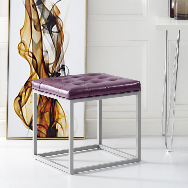 Repose-pieds 18 po gris, Similicuir mauve