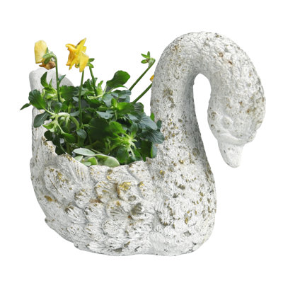 Cement Planters for Outdoor Plants Succulent Pots Indoor Herb Plant Pots Concrete Swan Statue Tabletop Garden Balcony Decor