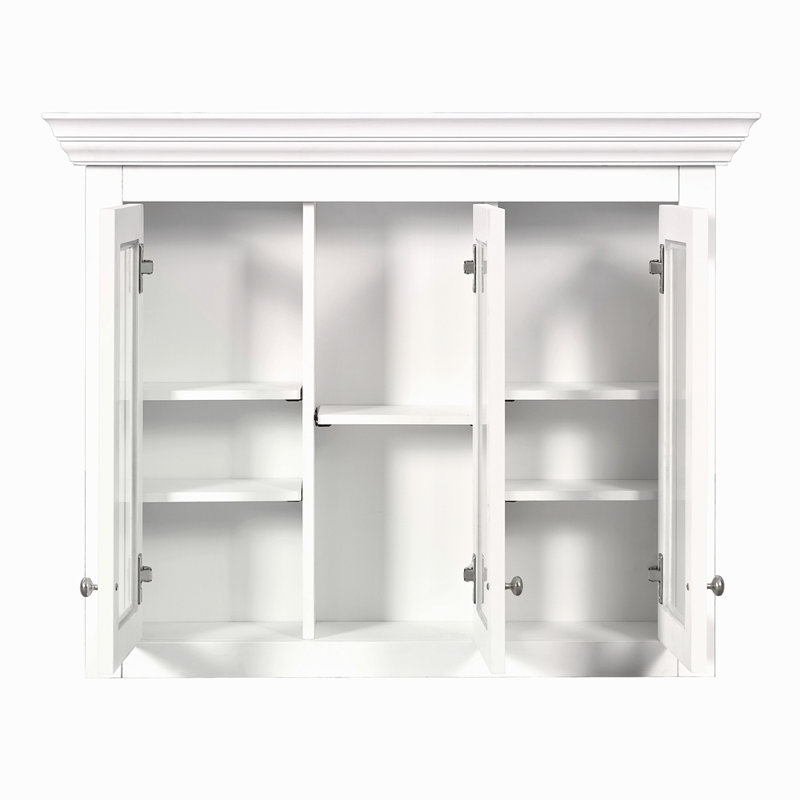 Armoire à pharmacie de 35 po avec miroir, 5 tablettes fermées et réglables, armoire de rangement murale avec portes en verre