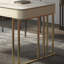 55.12" Crystal-cream+Gold Rectangular Sintered Stone+Manufactured Wood+Stainless Steel with 2 drawers desk-108675338