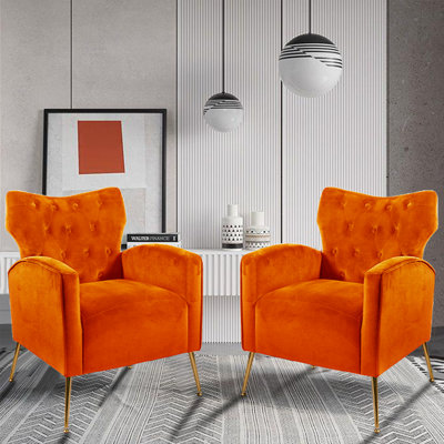 Fauteuil à oreilles rembourré, fauteuils d'appoint avec accoudoirs / coussin, fauteuil d'appoint en velours capitonné et confortable pour chambre à coucher, salon, club et foyer