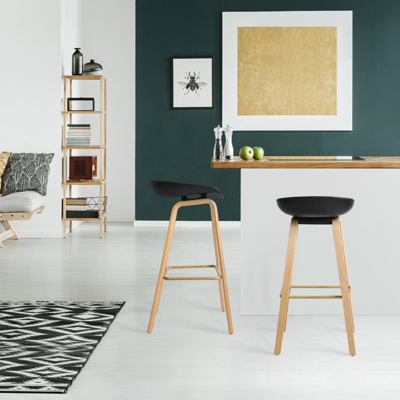 Tabouret 28,7 ", Noir/chêne
