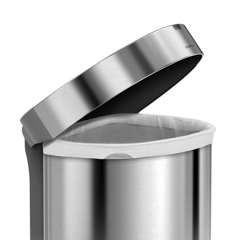 Simplehuman 45L Semi-Round Sensor Bin, Brushed Stainless Steel