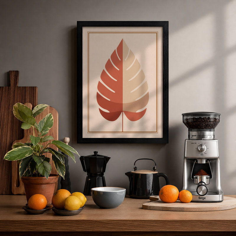 Divided Leaf Study Botanical - Framed Print, A3 - 42.0 x 29.7 cm, Black