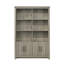 Bibliothèque Nyla l 47 "en chêne gris avec portes d'armoire - Bois d'ingénierie - Rangement polyvalent