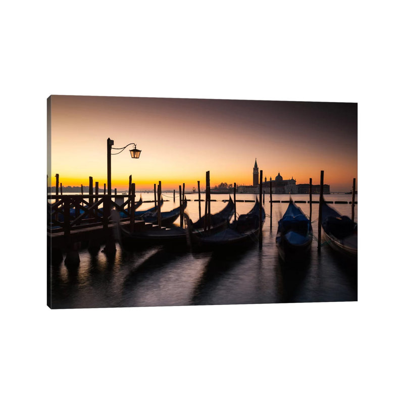 Italy, Venice, Sunrise, Gondolas by Mikolaj Gospodarek - Wrapped Canvas Painting, 66.04 cm H x 45.72 cm W x 1.91 cm D