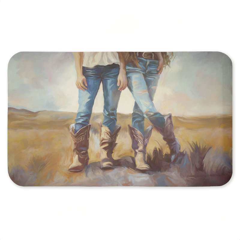 Tapis de sol imprimé All Fat de bottes de cowboy, design par Ramona Murdock, 30 po x 18 po, All About The Cowboy Boots