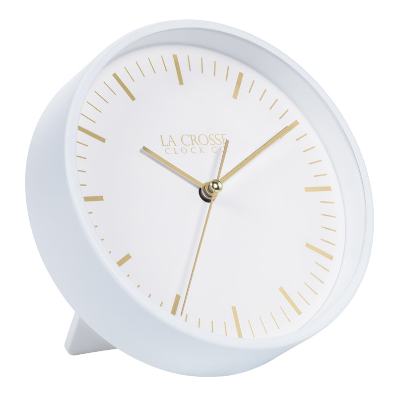 Etta 6-Inch White Metal Silent Quartz Wall/Table Clock