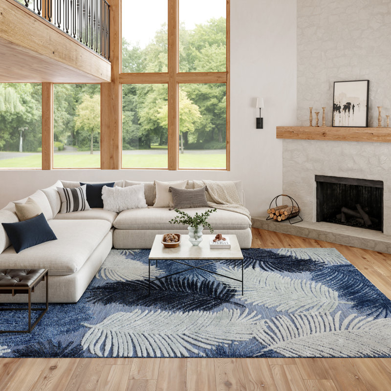 Nourison Suncoast 9' x 12' Denim Tropical Rug, Rectangle 9' x 12', Denim