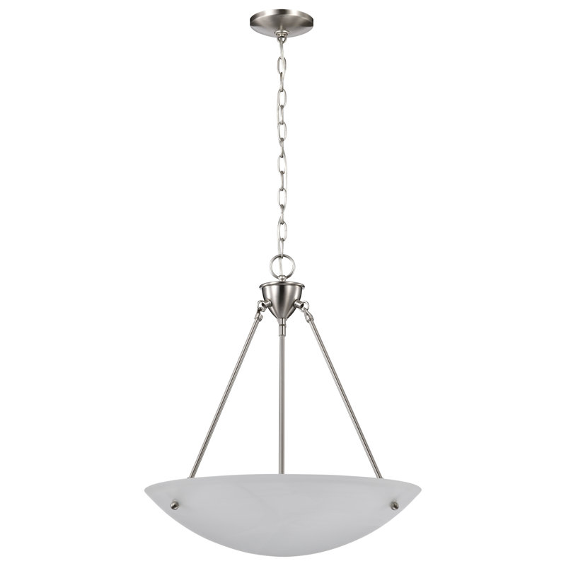 Soho Elegance Brushed Nickel 22.5" Alabaster Glass Bowl Pendant Light
