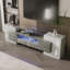 Meuble télé élégant, Lowboard - Blanc ultrabrillant, 78,7 po avec éclairage DEL. Mobilier de salon. Design moderne. Surface en verre élégante.-172675006