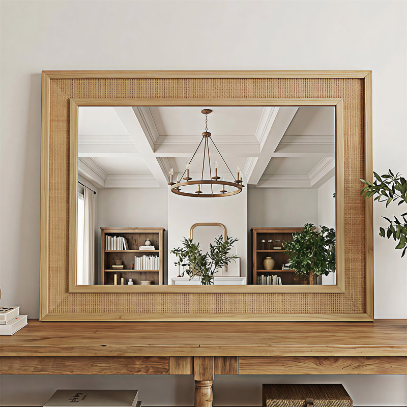 Miroir décoratif rectangulaire, 30,01 po x 20,01 po, Bois naturel