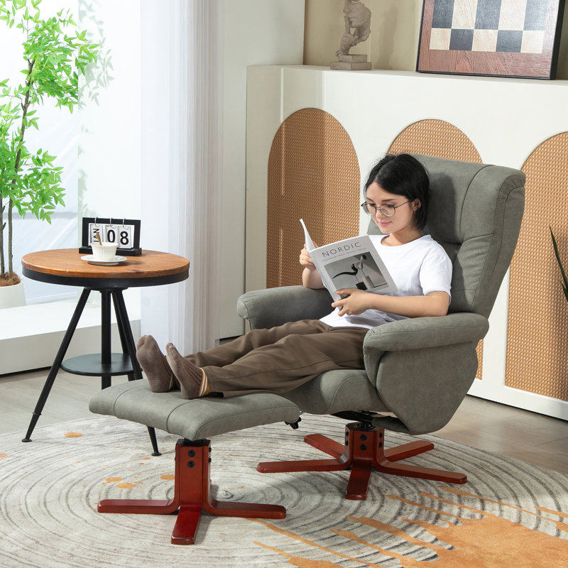  Corin Upholstered Recliner with Footstool