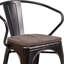 Paquet de 4 Chaise en métal avec assise et accoudoirs en bois-1879243758