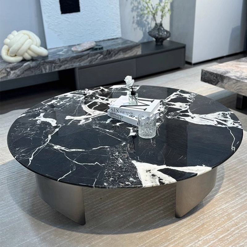 Table basse légère et luxueuse en pierre naturelle, H 15 po x L 39,4 po x l 39,4 po
