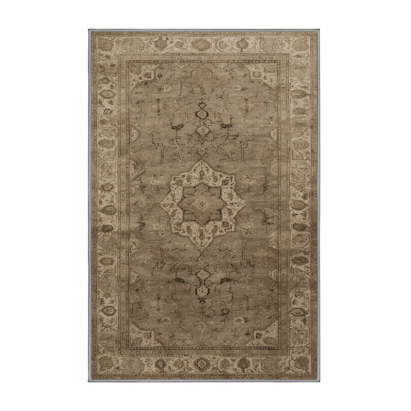 Machine Washable Persian Gray Area Rug, Rectangle 6' x 9'