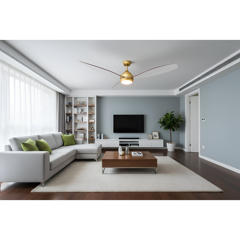 Ventilateur de plafond 60 po avec lumières DEL Gruenbaum, Doré patiné