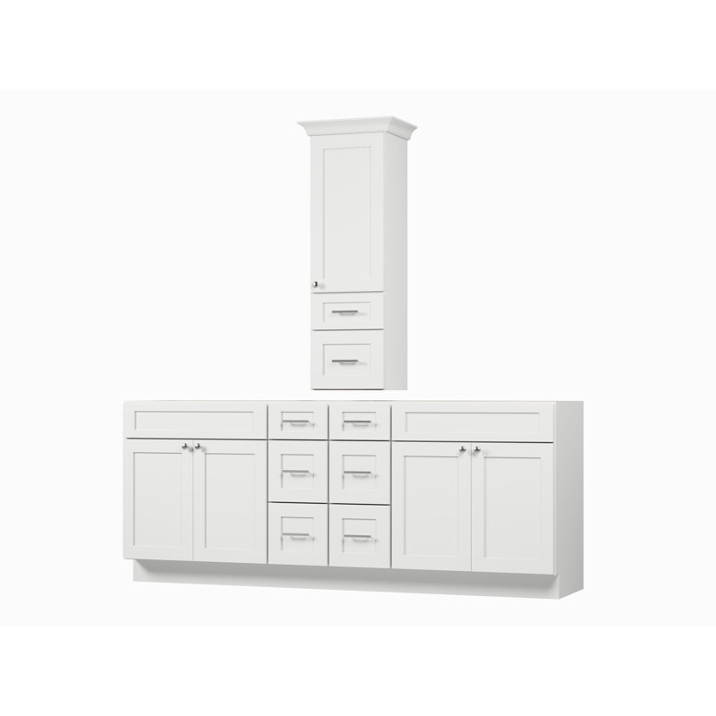 Ensemble de meuble-lavabo double 84 po avec comptoir Disar, Blanc