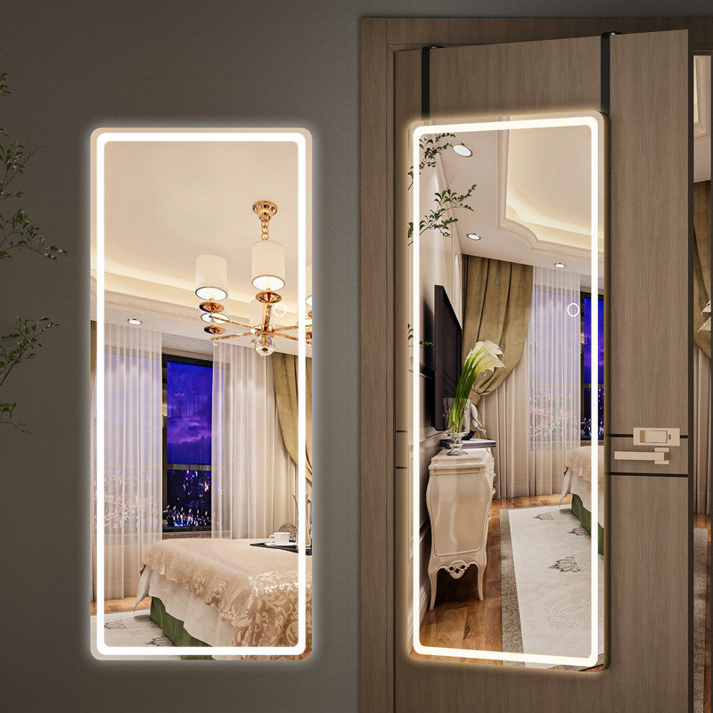 Gizzelle Modern & Contemporary Lighted Full-Length Mirror with 3-Year Warranty, 44" x 16", Black