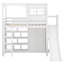 Lit mezzanine simple avec garde-robe et tablettes de rangement, structure de lit mezzanine en bois avec glissoire et DEL
