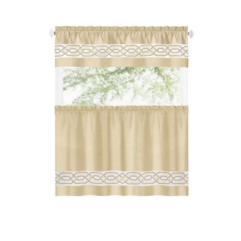 Elyus Tailored Kitchen Curtain, 55" W x 24" L, Light Brown