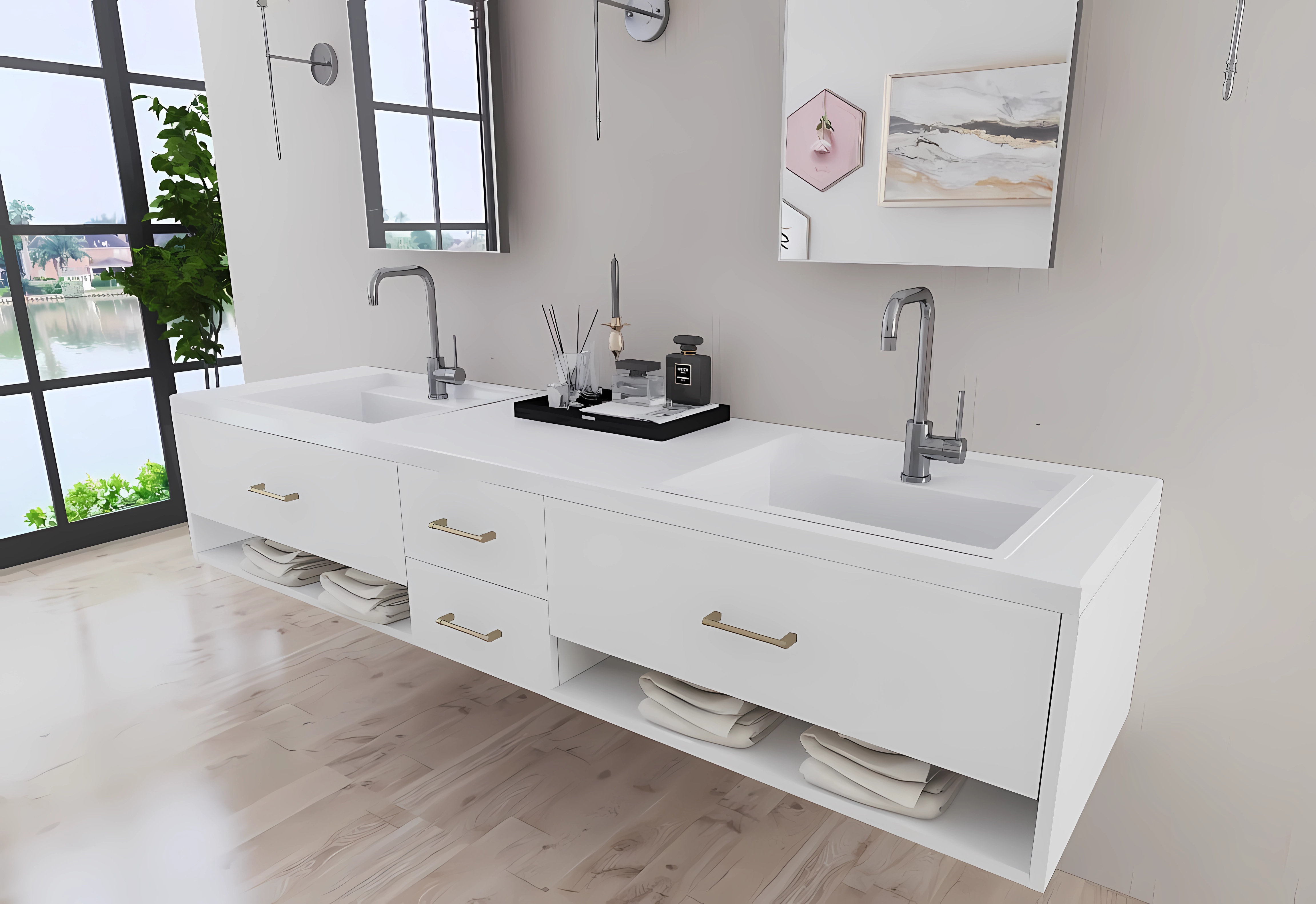 YUDEZIGN YU-Toronto-90MO 81.5'' Double Bathroom Vanity Base Only | Wayfair
