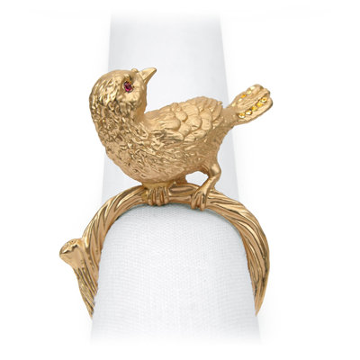 Bird W/Crystals Gold - S/4