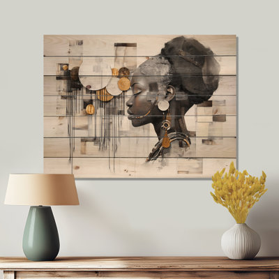 Aura spirituelle de l'art africain I - impression sur bois doré sur bois de pin naturel