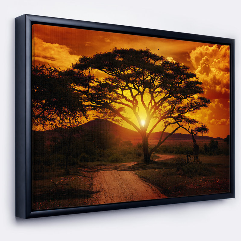 «African Sunset with Lonely Tree», reproduction de photo sur toile tendue encadrée, H 30 po x l 40 po x P 1,5 po