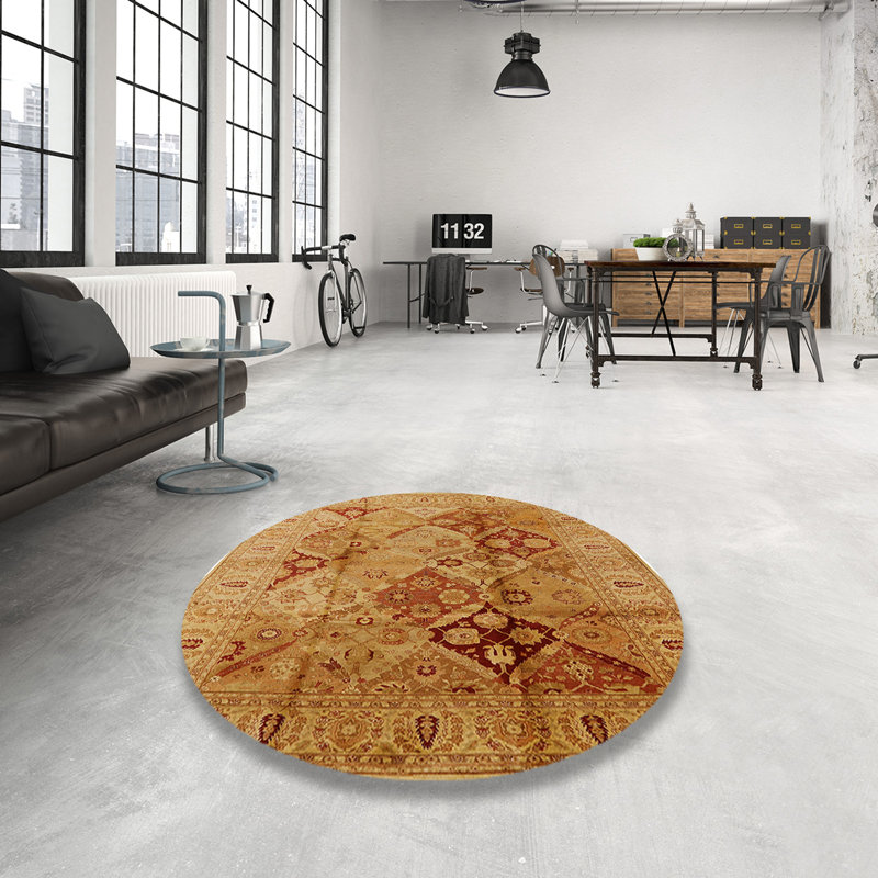 Tapis oriental beige / jaune Zoar, Rond 7 pi