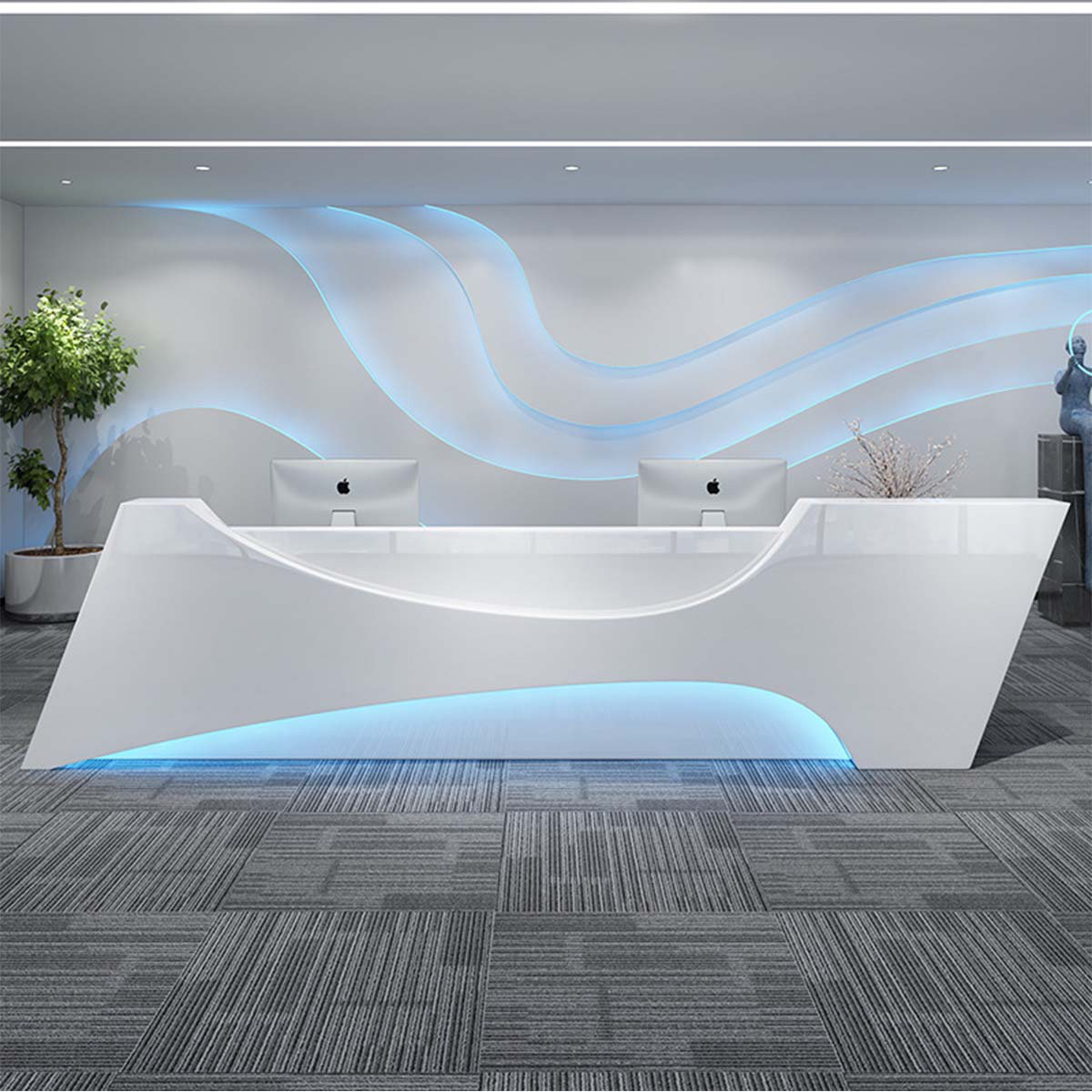 Modern Curved Reception Counter Design