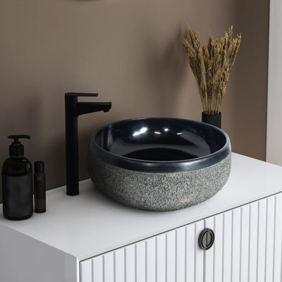 B.o.i 17'' Black Stone Oval Bathroom Sink