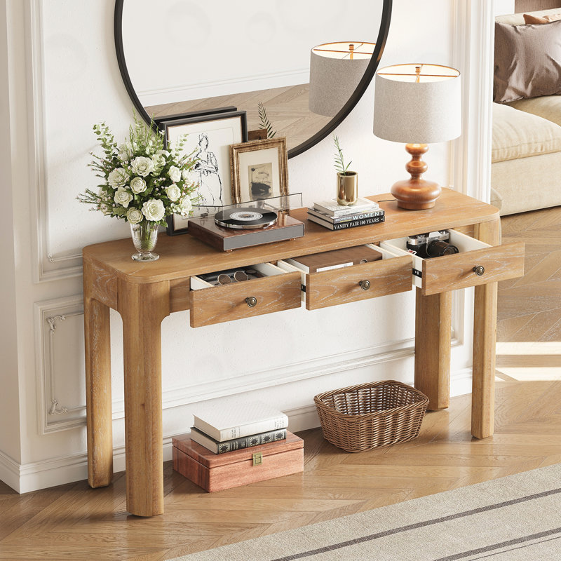 Console avec 3 tiroirs dissimulés, Natural, Natural, Natural