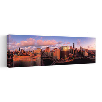 Chicago IL 1 Piece Wrapped Canvas Panoramic Wall Art