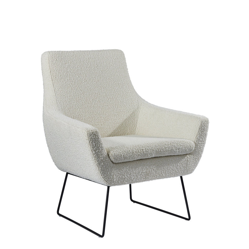 Fauteuil Ismaael de 83,82 cm de large en polyester, Bouclé blanc cassé