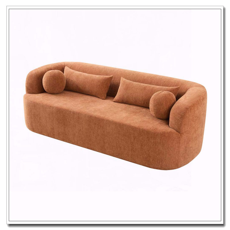 Canapé rembourré avec coussins 86 po Chenille, Orange