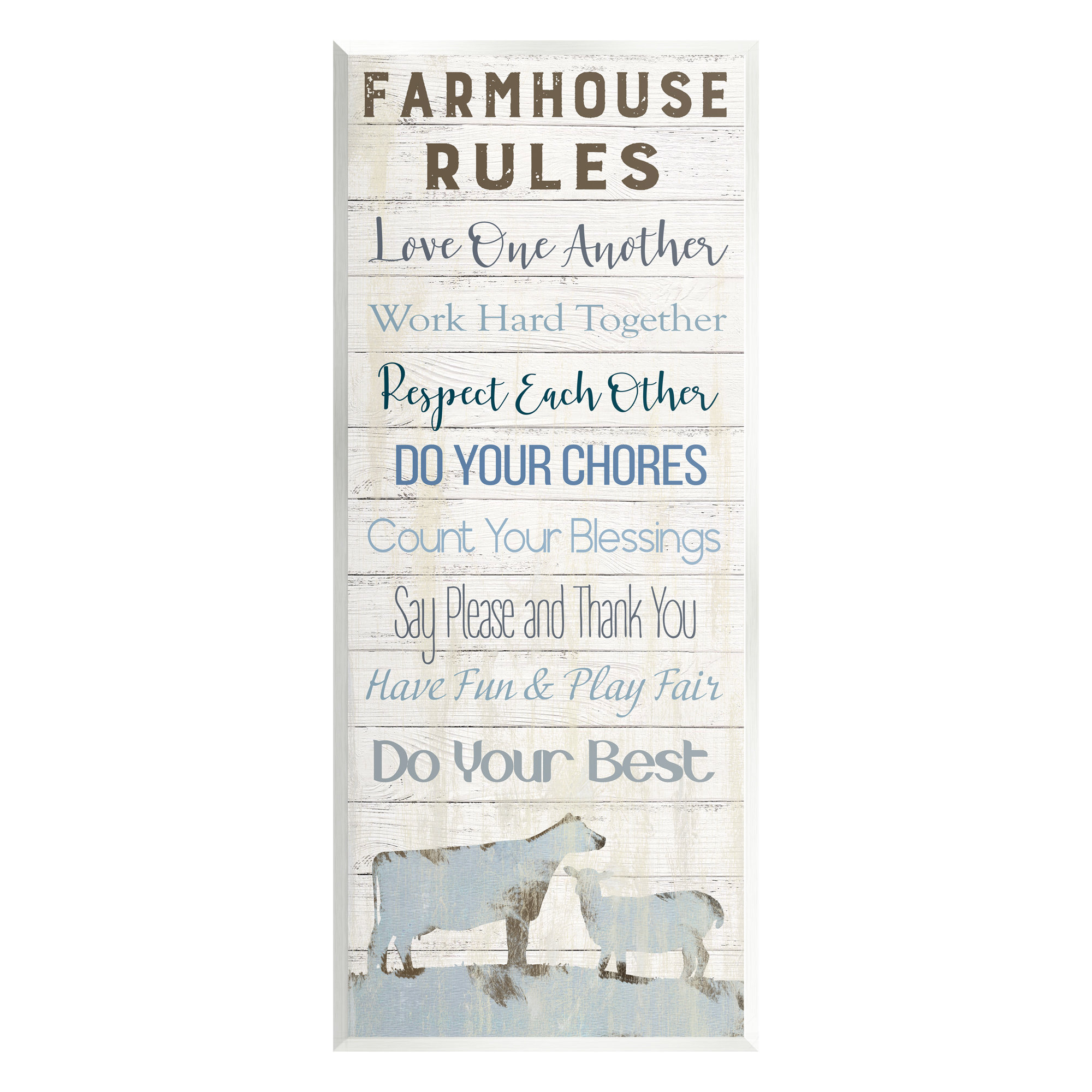 Stupell Industries Farmhouse Rules Heartening Planked List Country ...