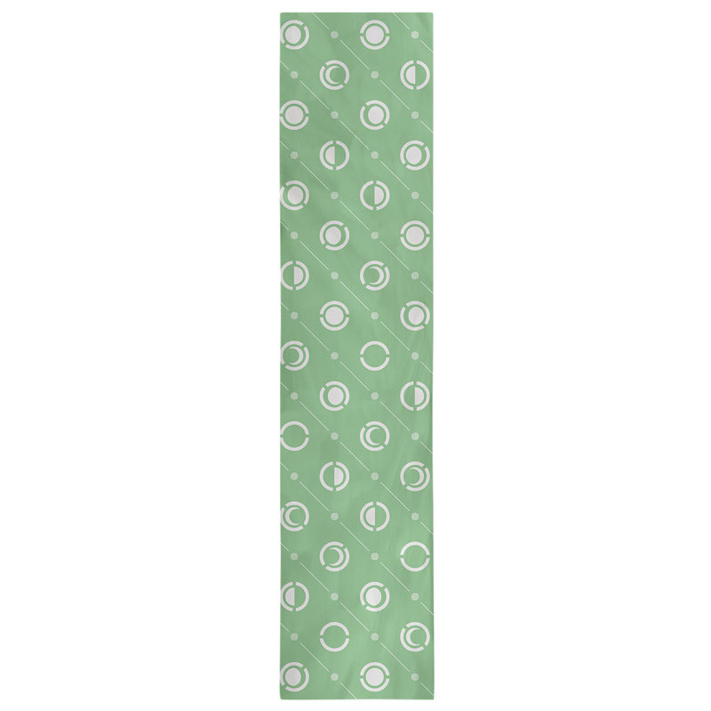 Classic Moon Phases Table Runner, 16" x 72", Green/White