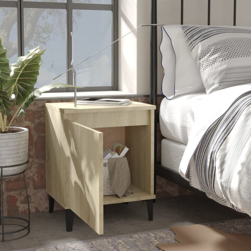 40cm W Manufactured Wood Bedside Table, Sonoma Oak, No